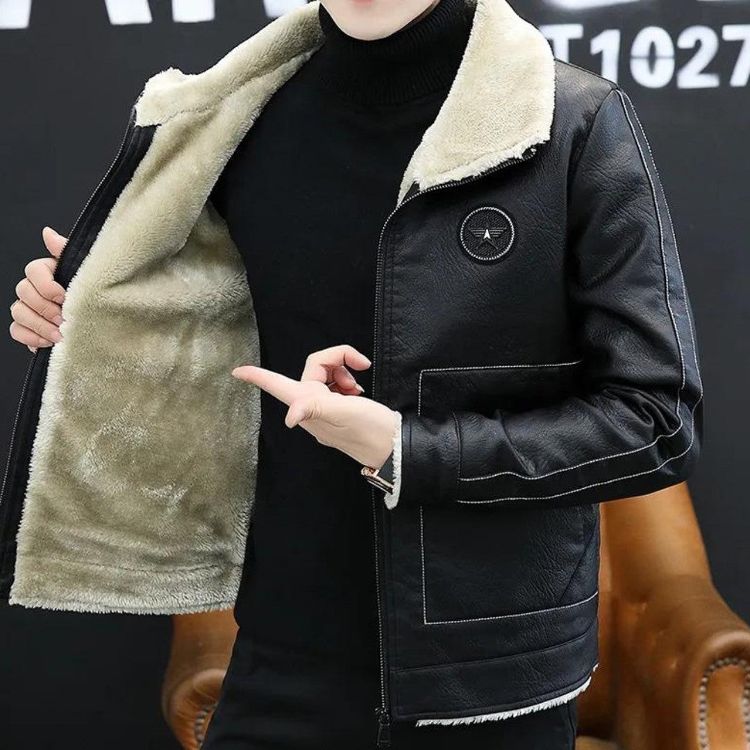 Men’s Insulated Padded Coat with Faux Fur Collar