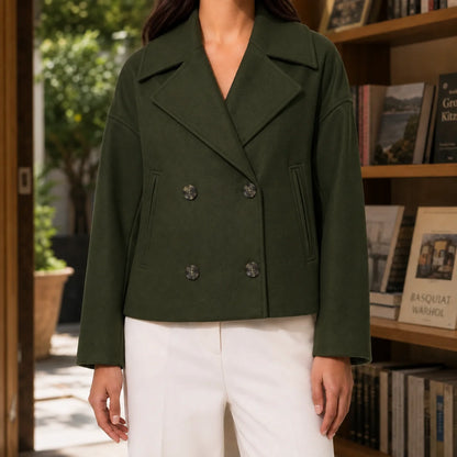 Women’s Relaxed Cropped Double-Breasted Blazer
