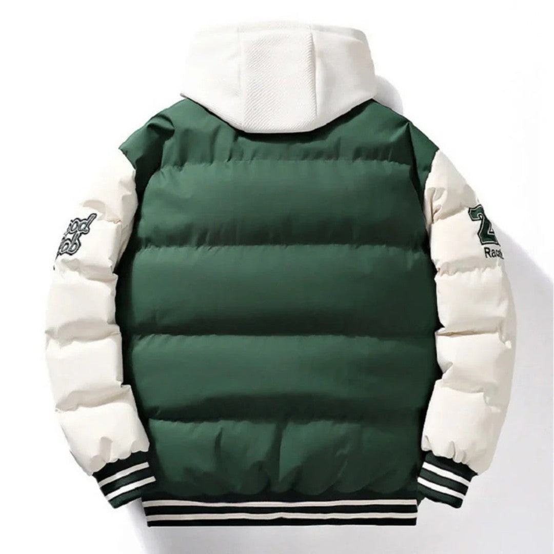 Men’s Hooded Quilted Collegiate Puffer Jacket