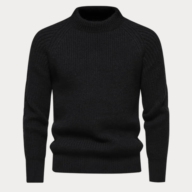 Men’s Textured Ribbed Mock-Neck Pullover Sweater
