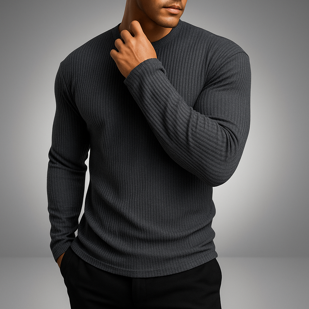 Men’s Fine Ribbed Slim-Fit Knit Pullover
