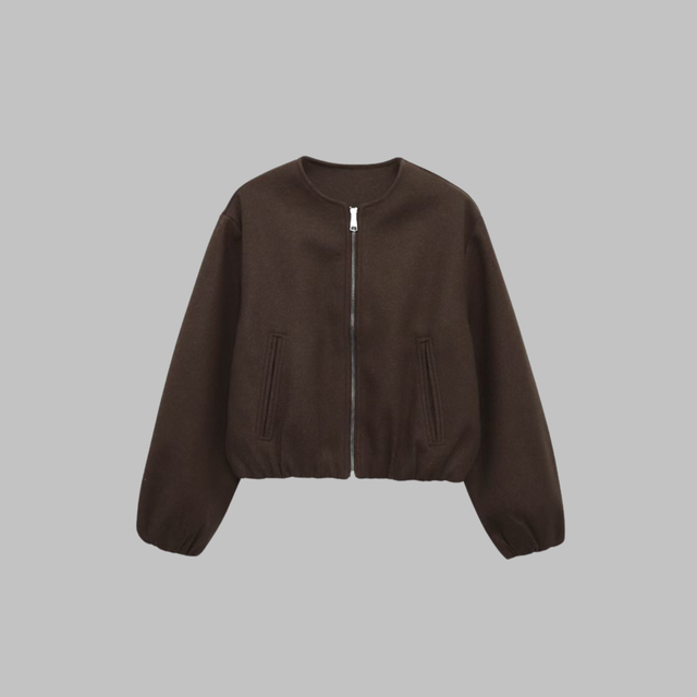 Women’s Cropped Boxy Zip Jacket with Side Pockets