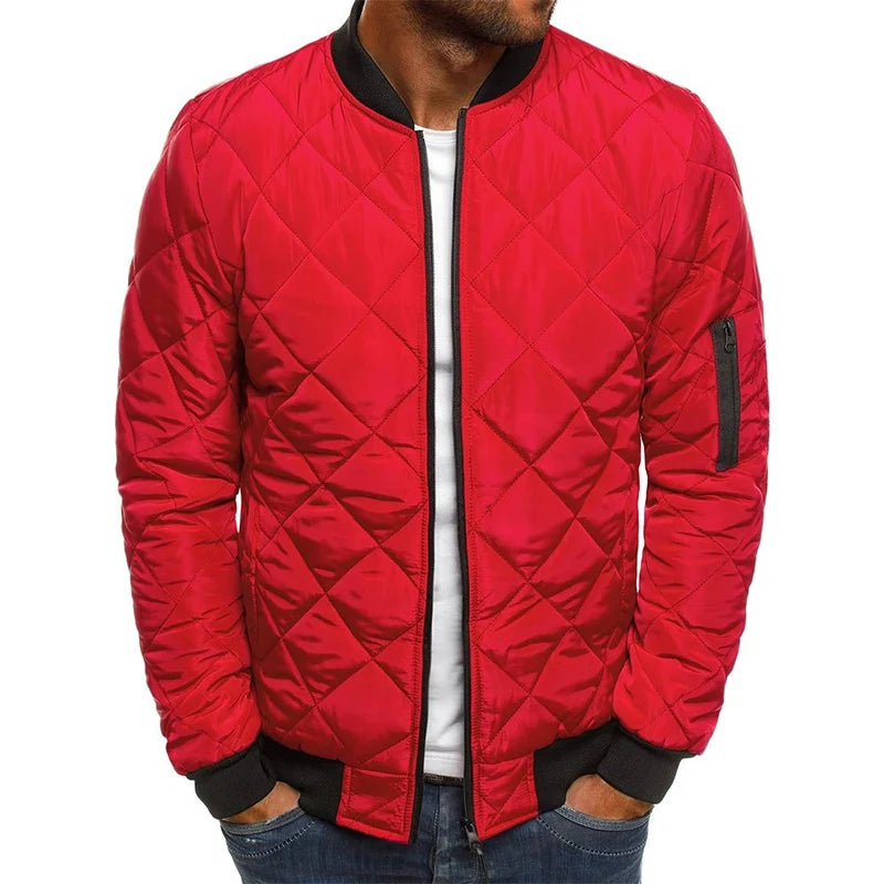Men’s Quilted Ribbed-Trim Bomber Jacket