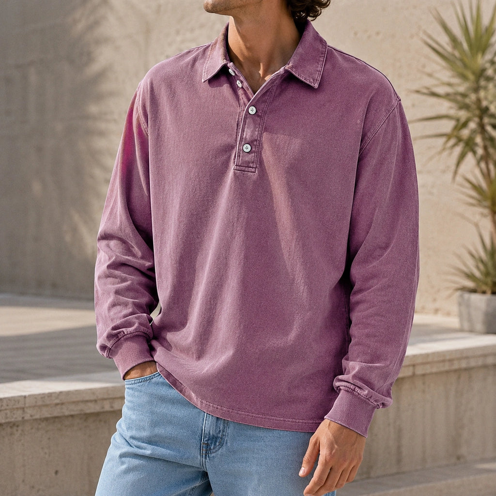 Men’s Vintage Washed Cotton Lapel Shirt