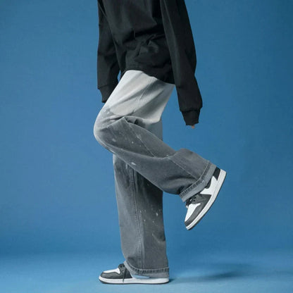 Men’s Tailored Fade-Finish Denim Jeans with Five Pockets