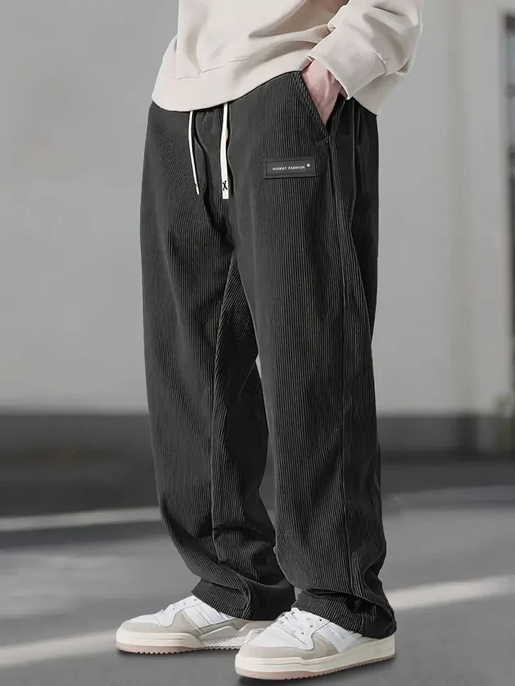 Men’s Relaxed Cotton Corduroy Pants with Drawstring Waist