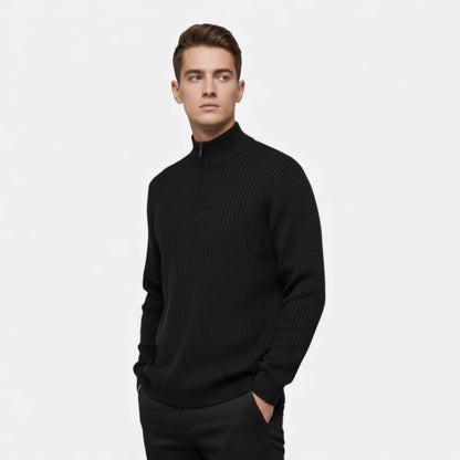 Men’s Minimalist Thermal Knit Zip-Up Sweater