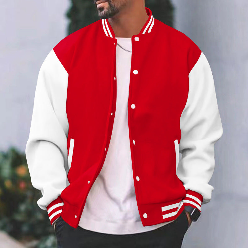 Men’s Color-Block Snap-Front Varsity Jacket