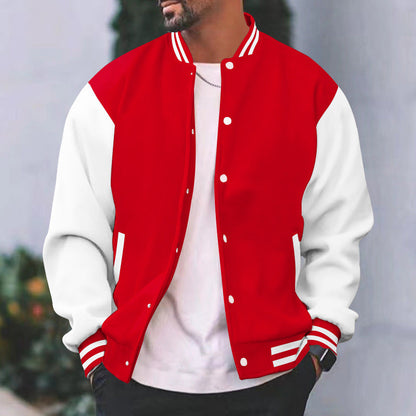 Men’s Color-Block Snap-Front Varsity Jacket