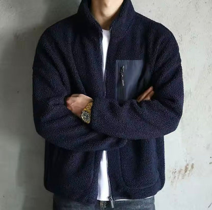Men’s Plush Fleece High-Collar Zip Jacket