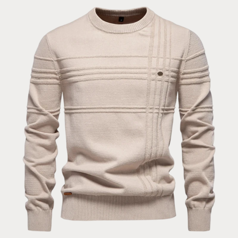 Men’s Contemporary Patterned Knit Crew Neck Pullover