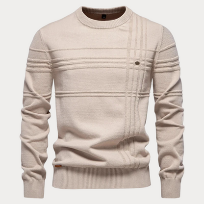 Men’s Contemporary Patterned Knit Crew Neck Pullover