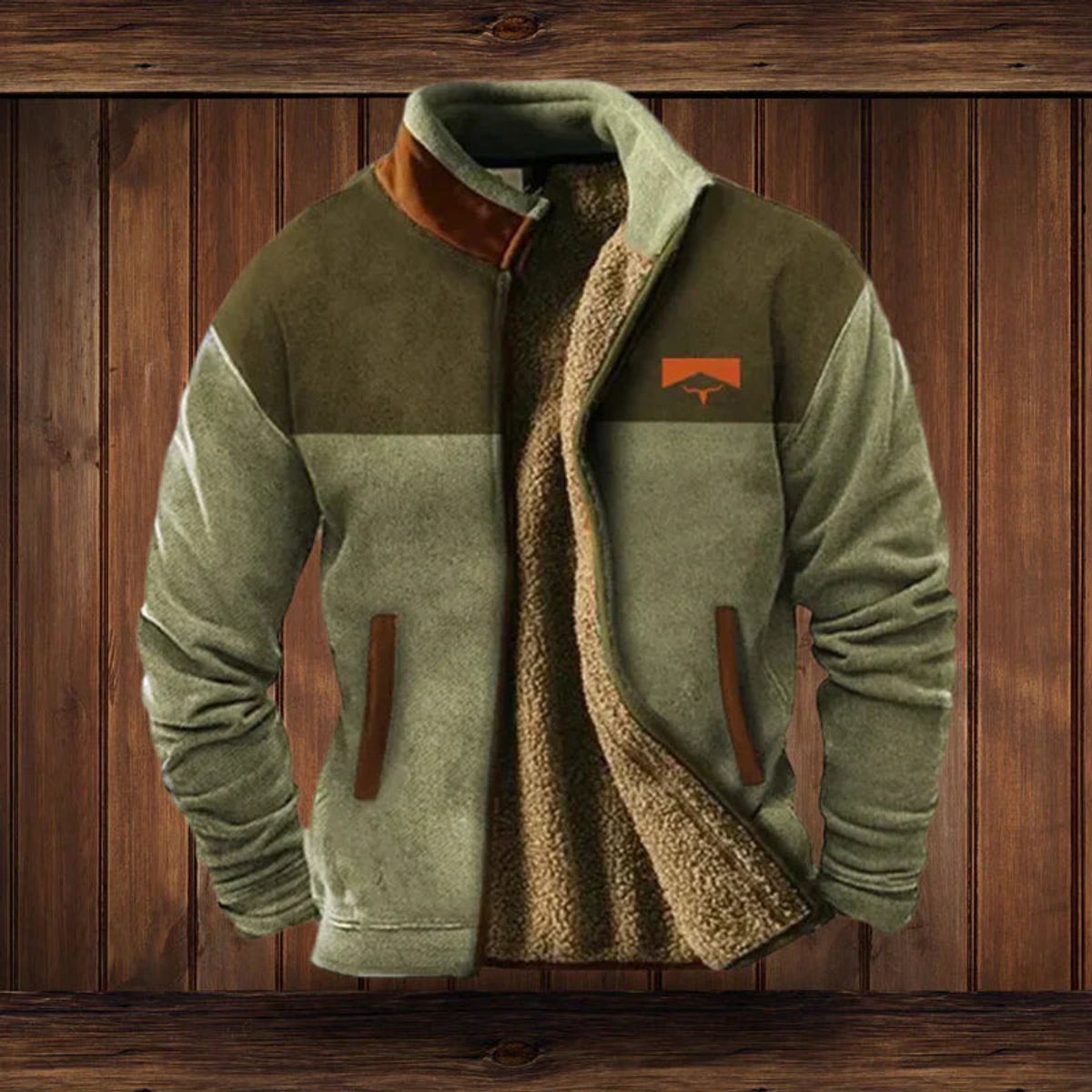 Men’s Southwestern Sherpa-Lined Zip Cardigan Jacket