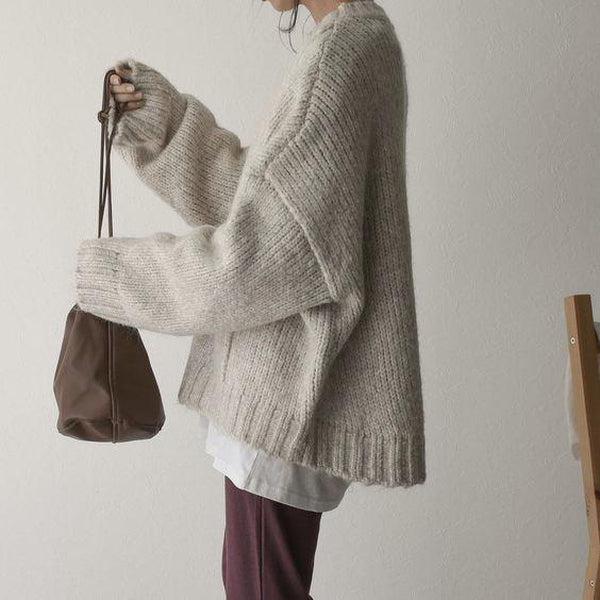 Women’s Chunky Knit Oversized Sweater with Side Pocket