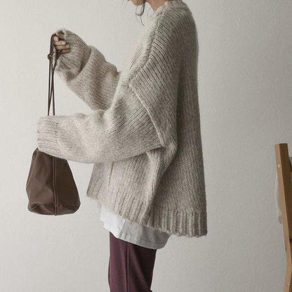 Women’s Chunky Knit Oversized Sweater with Side Pocket