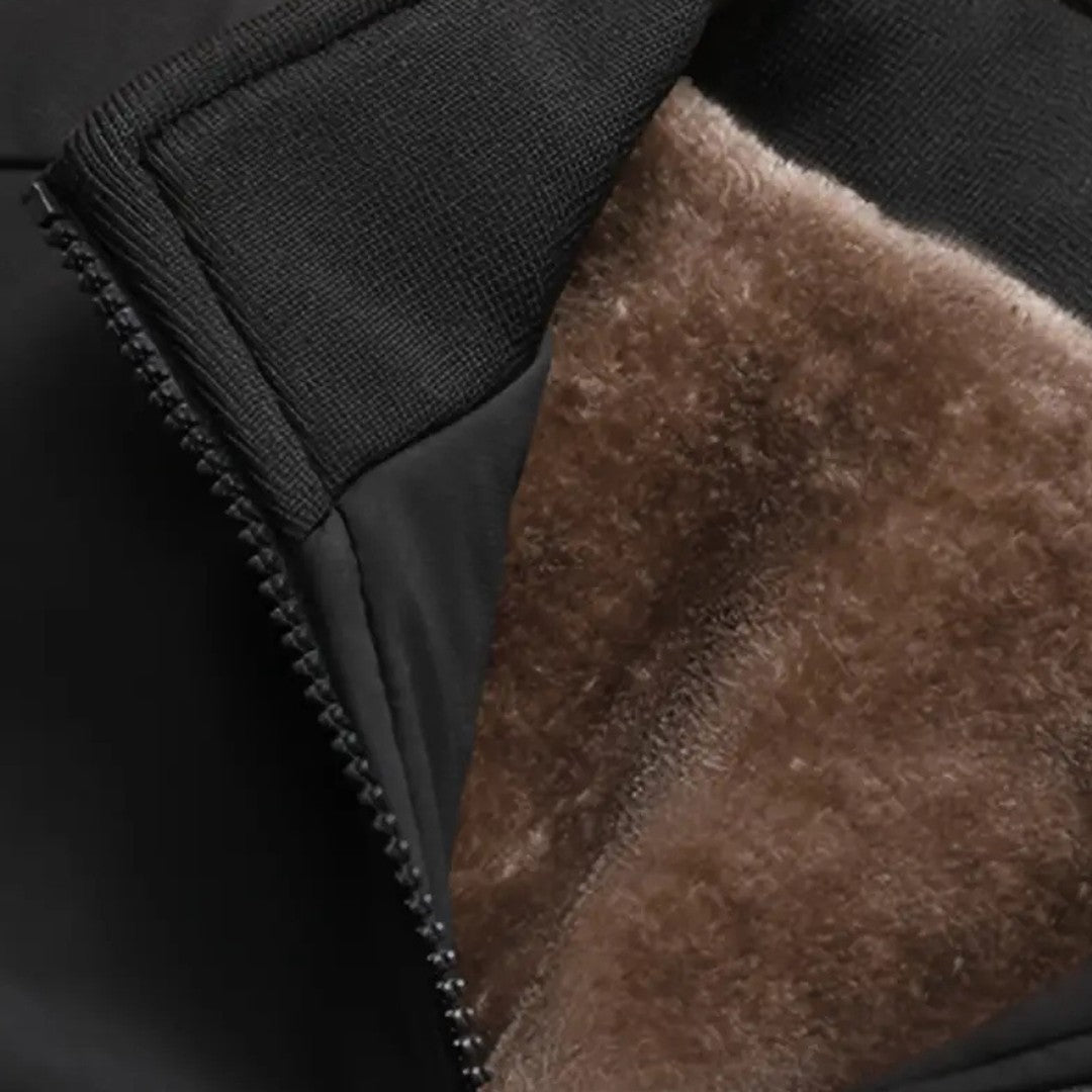 Men’s Plush-Lined Stand-Collar Full-Zip Winter Jacket