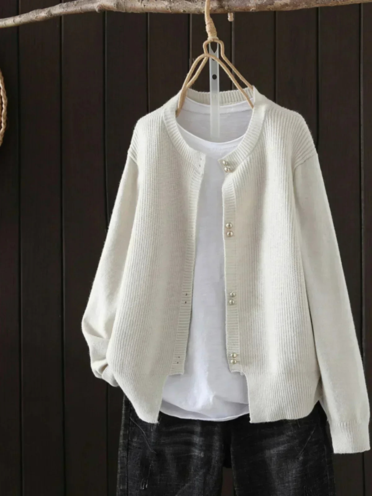 Women’s V-Neck Button-Through Ribbed Trim Cardigan