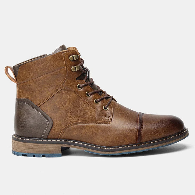 Men’s Leather-Style High-Top Boots with Ankle Support
