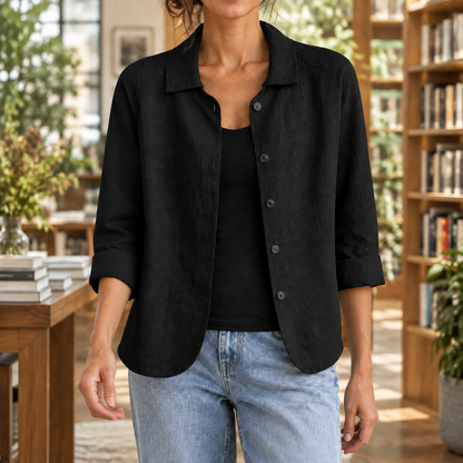 Women’s Soft Woven Relaxed Button Blazer
