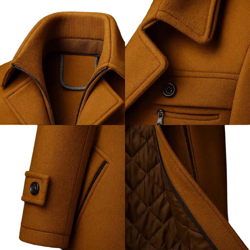 Men’s Textured Collar Warm-Lined Winter Coat
