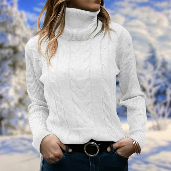 Women’s Slim Fit High-Neck Knit Pullover Sweater for Layering