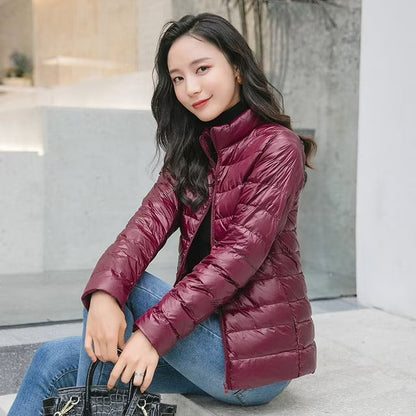Women’s Tailored Lightweight Quilted Jacket with Stand Collar
