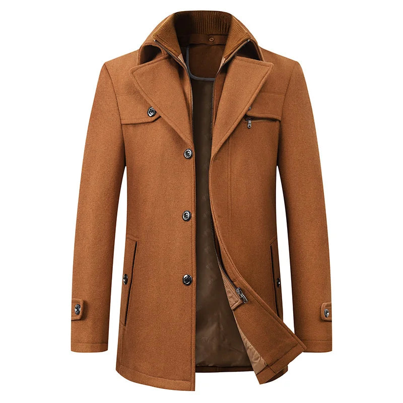 Men’s Long Double-Breasted Classic Trench Coat