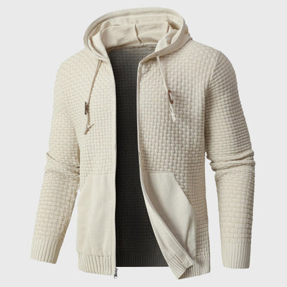 Men’s Textured Knit Full-Zip Hooded Jacket