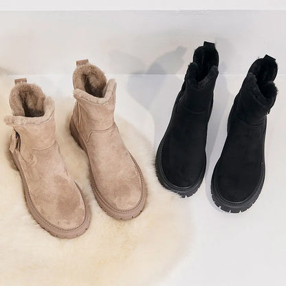 Women’s Faux-Fur Lined Winter Slip-On Boots with Supportive Sole