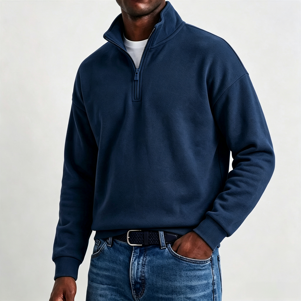 Men’s Cotton-Cashmere Relaxed Quarter-Zip Sweatshirt