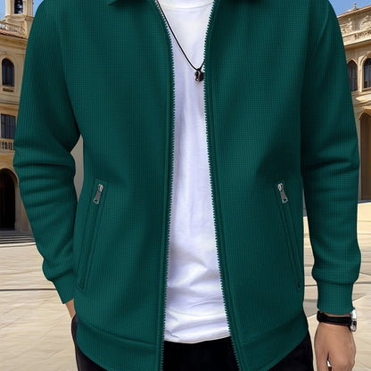 Men’s Textured Casual Full-Zip Everyday Jacket