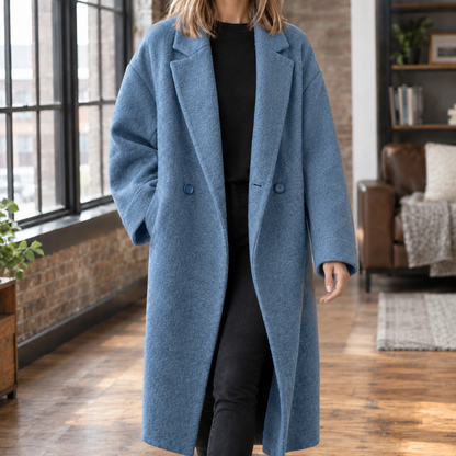 Relaxed Oversized Long Wool-Blend Coat