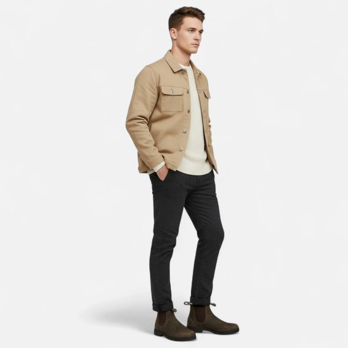 Men’s Classic Leather Chelsea Boots with Elastic Side Panels