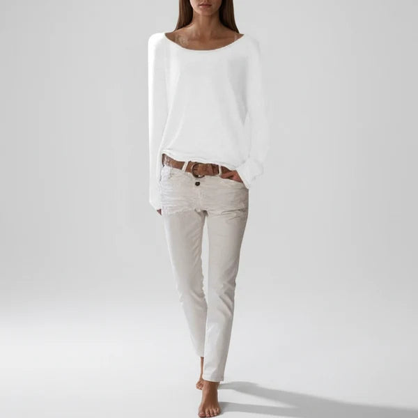 Women’s Lightweight Wide Neck Relaxed Draped Knit Sweater