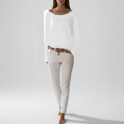 Women’s Lightweight Wide Neck Relaxed Draped Knit Sweater