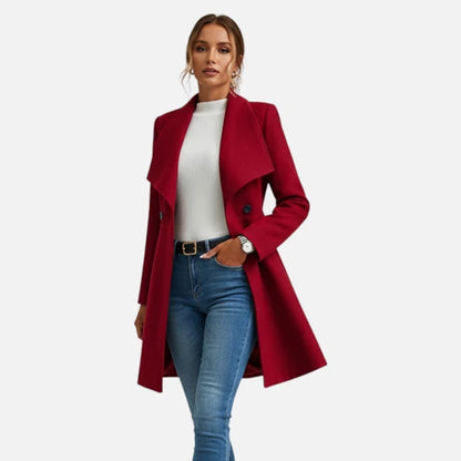 Women’s Tailored Wool-Blend Coat with Classic Lapels