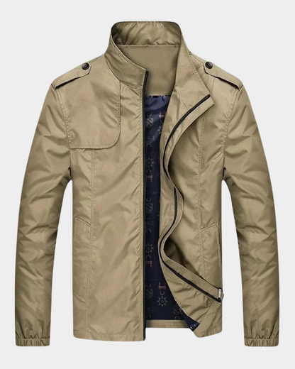 Men’s Military-Inspired Stand-Collar Zip Bomber Jacket