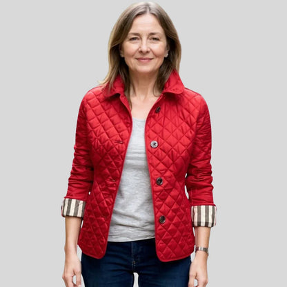 Women's Lightweight Quilted Jacket with Classic Lapel Collar