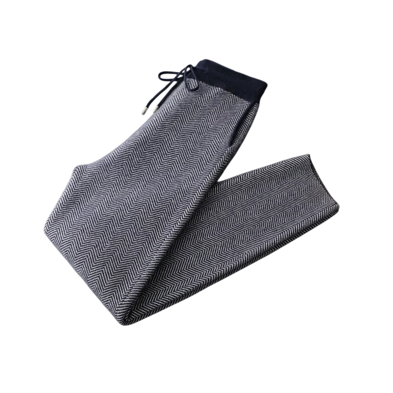 Men’s Wool Herringbone Trousers with Relaxed Tapered Fit