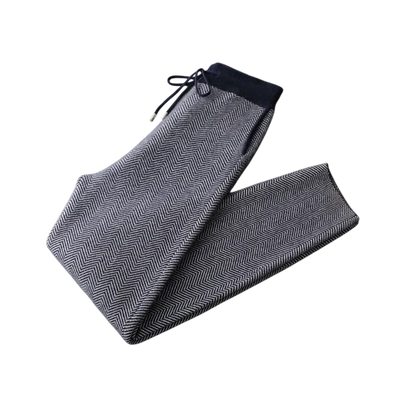 Men’s Wool Herringbone Trousers with Relaxed Tapered Fit