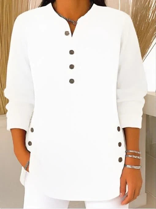 Women’s Soft Lightweight Knit Sweater with Button Neck Detail