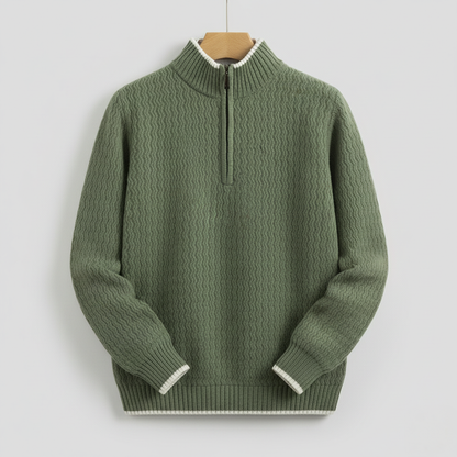 Men’s Textured Wave Knit Quarter-Zip Pullover