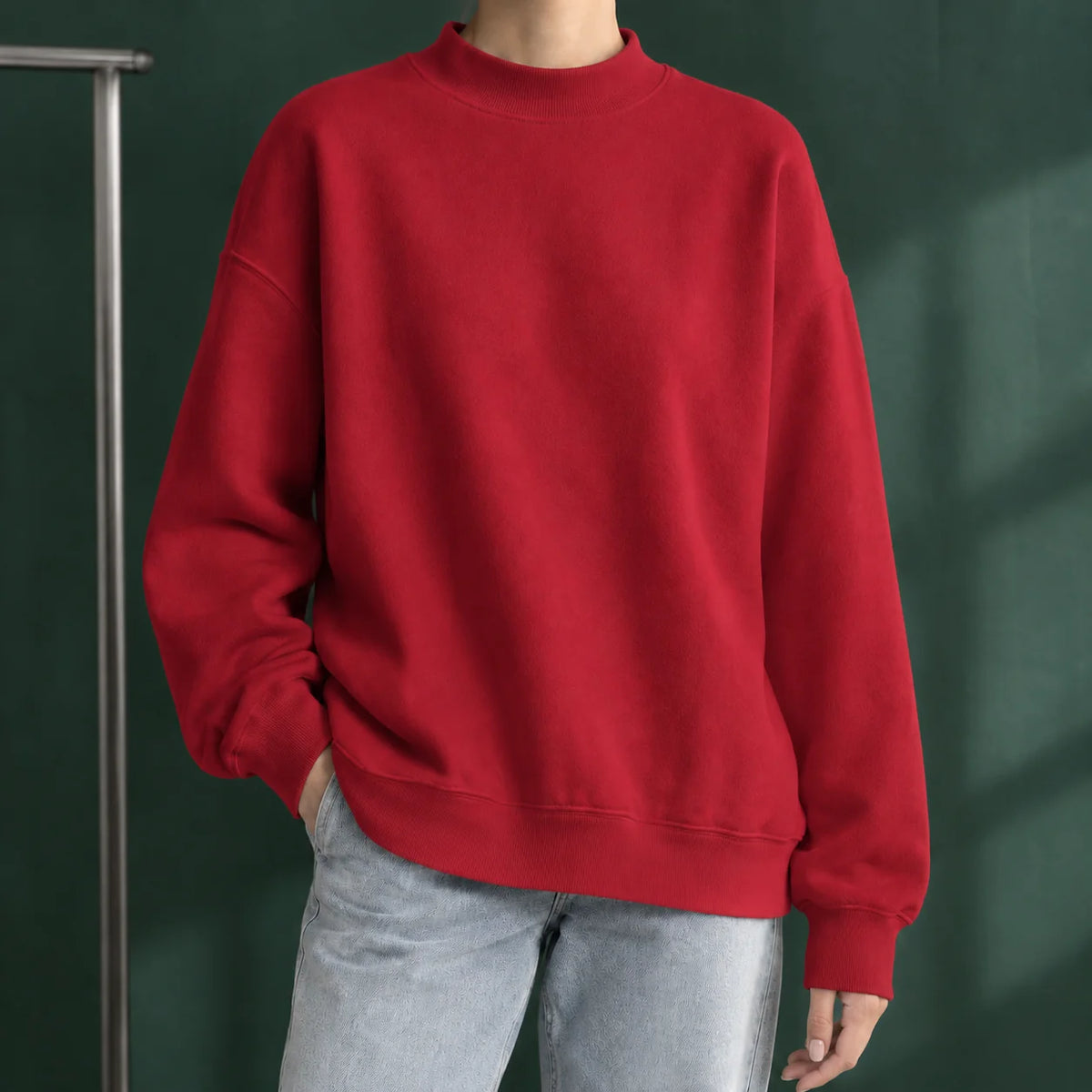 Women’s Relaxed Mock Neck Ribbed Knit Sweater