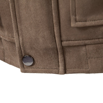Men's Suede-Style Zip-Up Casual Jacket