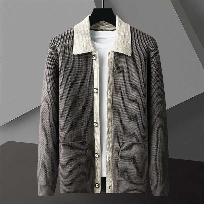 Men’s Two-Tone Button-Front Knit Cardigan