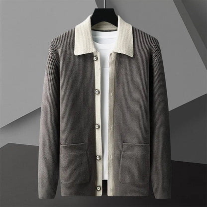 Men’s Two-Tone Button-Front Knit Cardigan