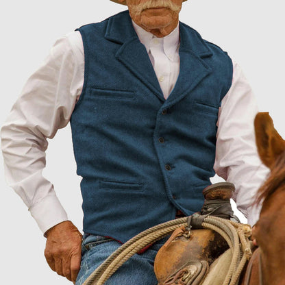 Men’s Vintage Herringbone Tailored Western Vest
