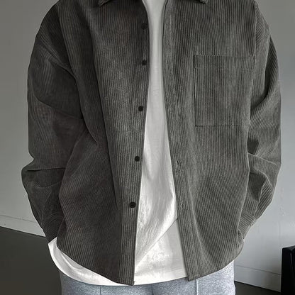Men’s Classic Corduroy Button-Front Overshirt Jacket