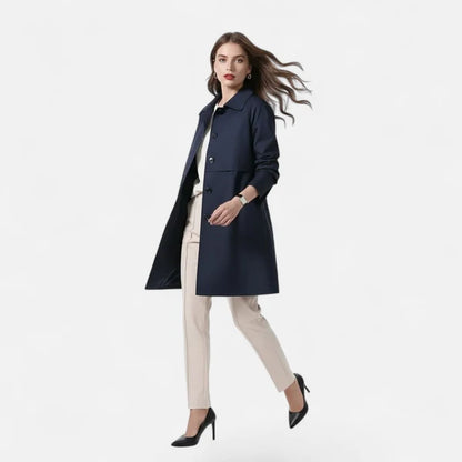 Women’s Mid-Length Wool-Blend Coat with Optional Waist Belt