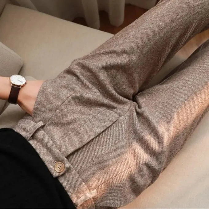 Men’s Tailored Herringbone Wool Trousers